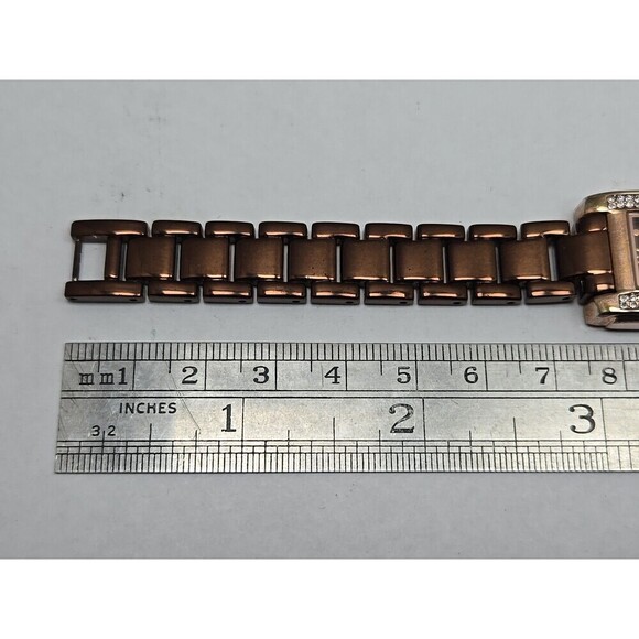 Gruen II Womens Rose Gold Rectangular Watch Crystal Bezel Brown Dial New Battery - Picture 7 of 10